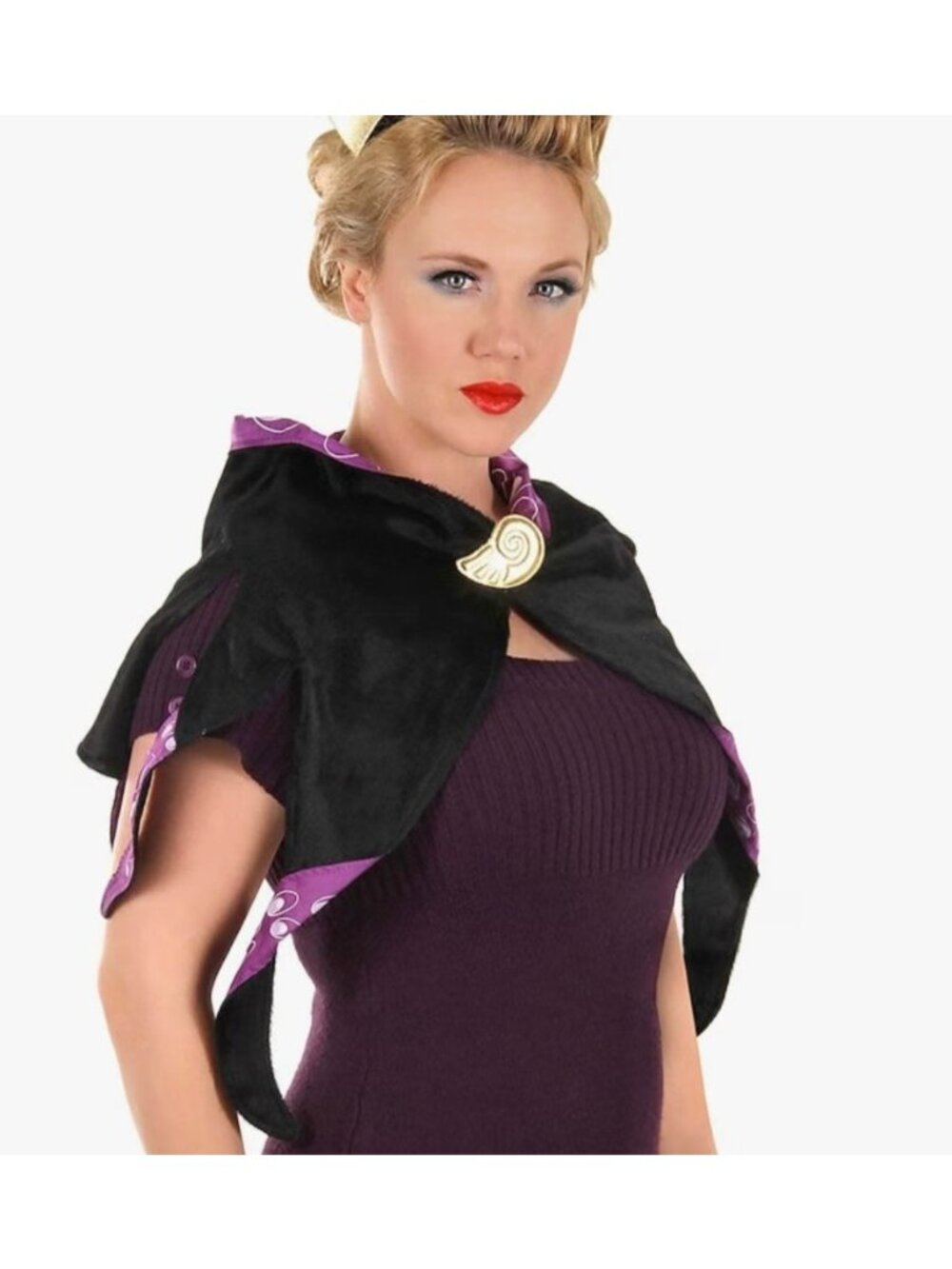Disney Villains Ursula Tentacle Cape Womens Costume Mermaid Black Purple OS